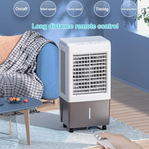 Condizionatore portatile con telecomando, condizionatore d'aria da garage con ruote universali, ideale per interni ed esterni