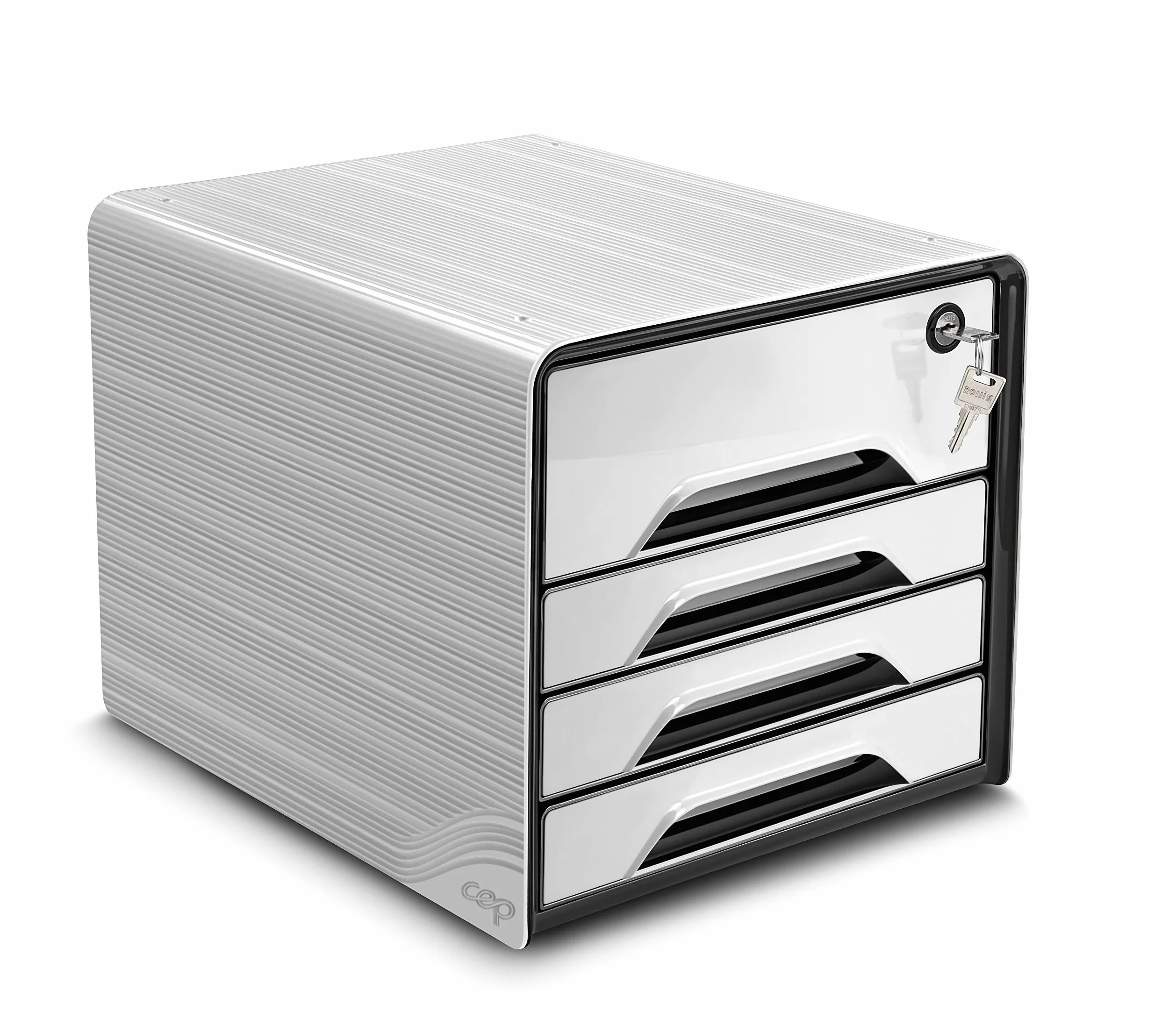 CEP - Schedario smoove Secure, 4 cassetti, bianco/nero