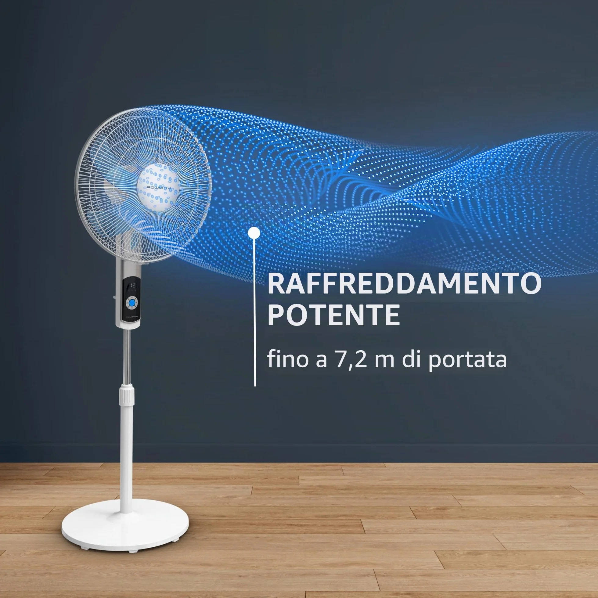 Rowenta Turbo Silence, Ventilatore a Piantana Potente, 12 Velocità Regolabili, Ventilatore Silenzioso, Oscillazione 120 gradi, Altezza Regolabile, Elevata Efficienza Energetica, VU5650