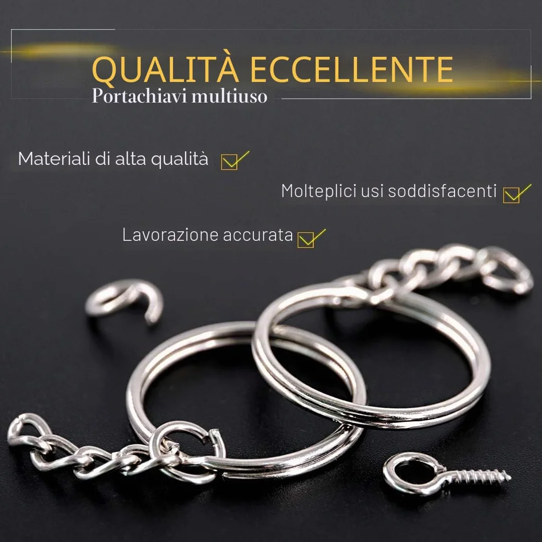 Swpeet, kit di anelli portachiavi argentati da 25 mm, confezione da 450 pezzi, include 150 anelli portachiavi con catena e 150 anelli di salto con 150