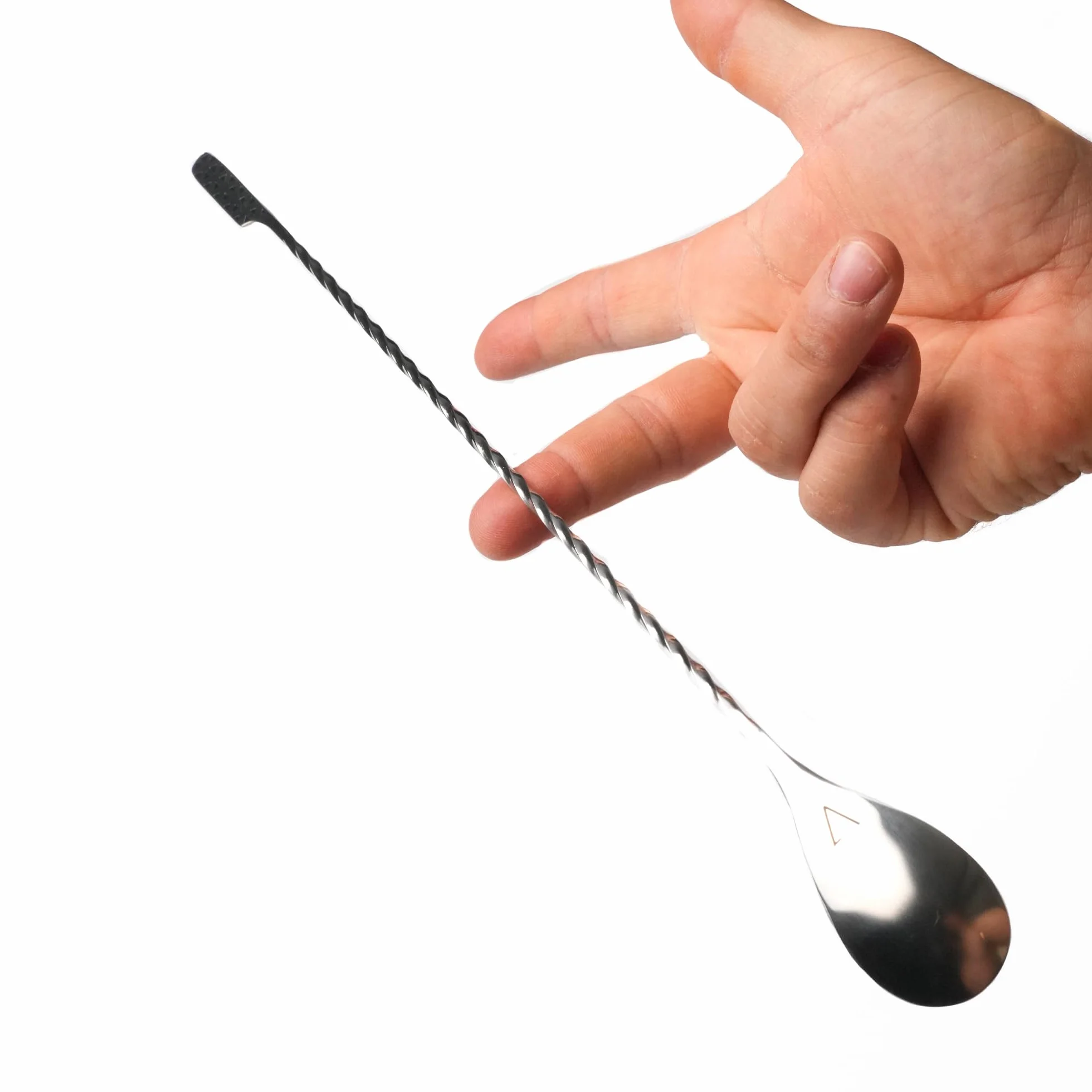 Kidia Bar Spoon Professionale Geometric Lines 40 cm – Cucchiaio da Bar in Acciaio Inox 304 con Misurazioni 1/2/3 ml – Bar Spoon per Cocktail, Bartender e Home Bar