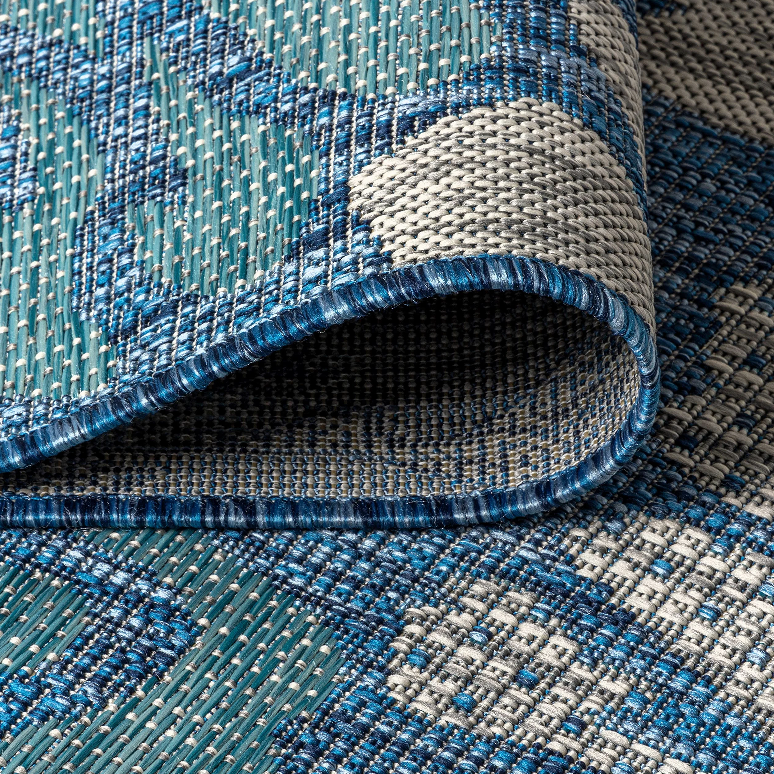 JONATHAN Y SMB110C-8 Zinnia moderno moderno tessitura floreale tessitura di area esterna interna, bohémien, costiero, mediterraneo, cortile, patio, non spargimento, blu navy/aqua, 240 cm X 300 cm