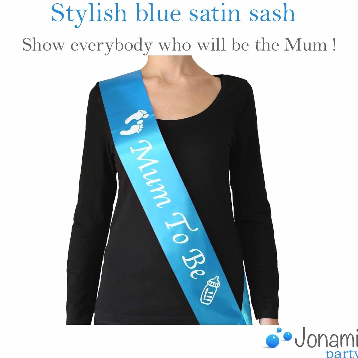 Jonami Decorazioni Festa Nascita Bambino Fascia Futura Mamma Mum To Be Blu + Foto Booth Props Accessori Foto Divertenti + Coriandoli da Tavolo Accessori Battesimo Baby Shower