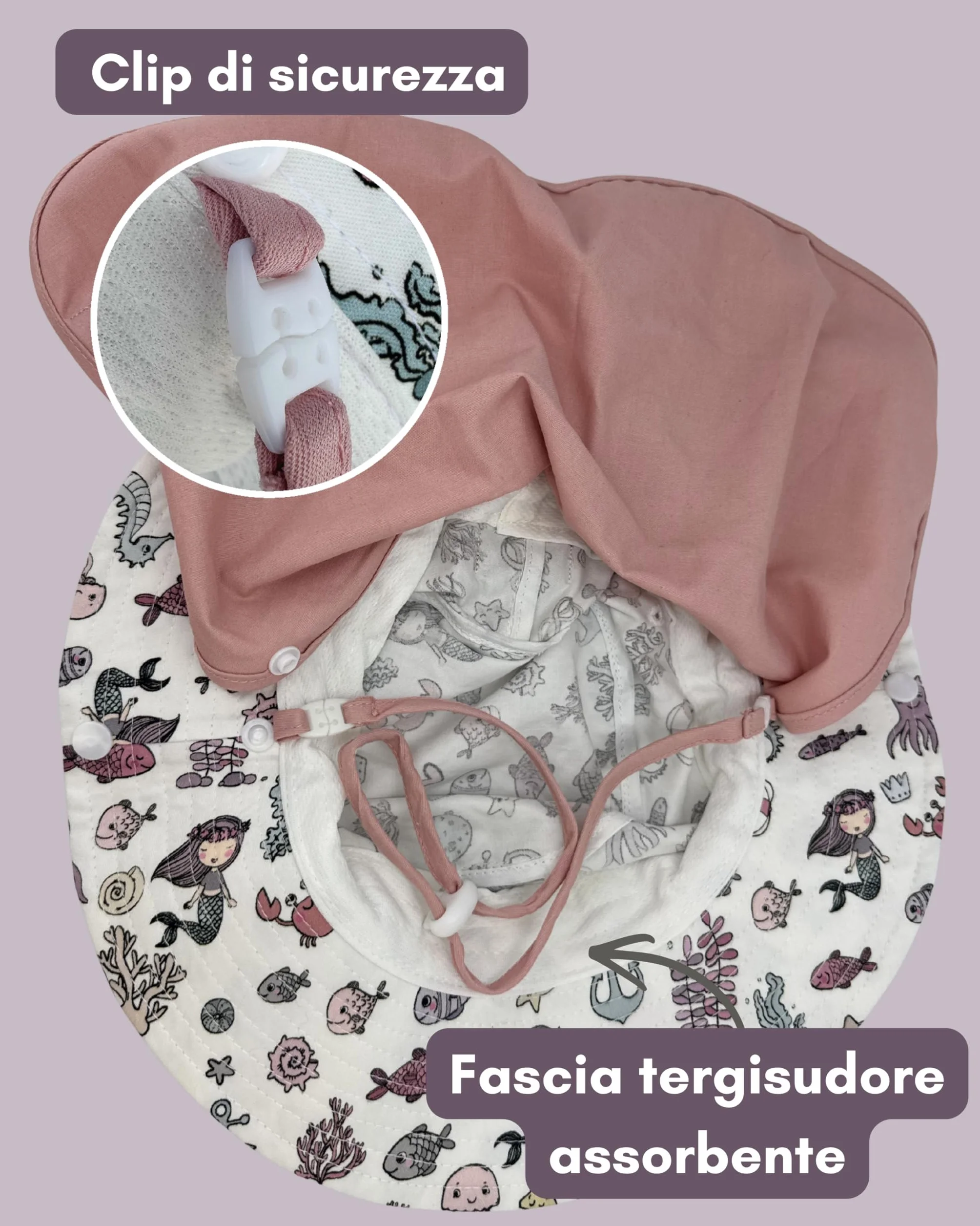HECKBO Cappello Bambino UPF 50+ Cotone Dinosauro Sirena 6-24 Mesi