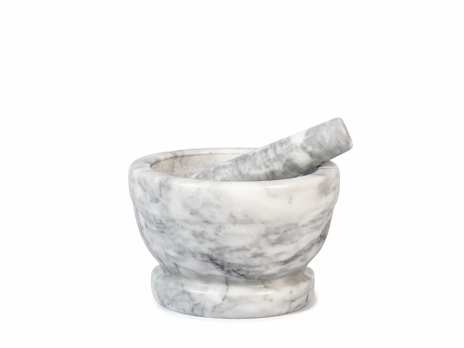 Mortaio in Marmo Naturale Chiaro con Pestello Ø18 cm