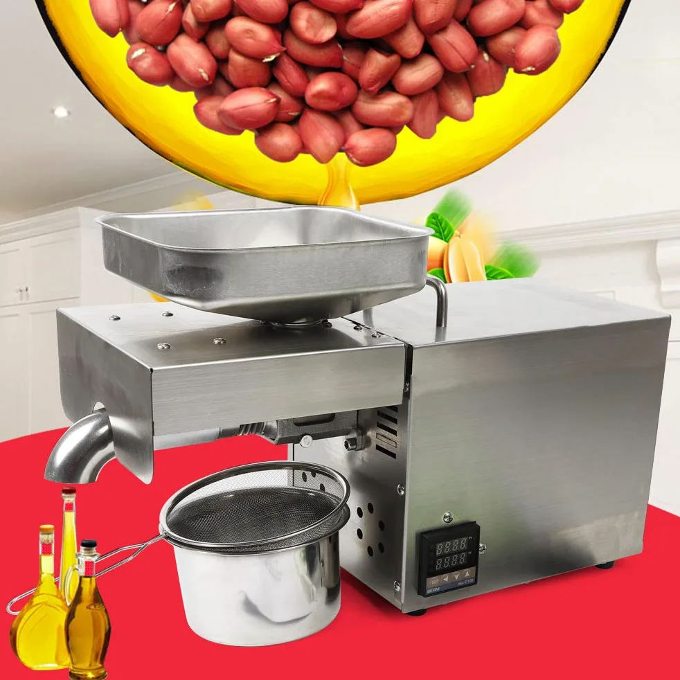 Pressa Olio Automatico Acciaio Inox Estrattore Olio Macchina di Estrazione di Olio Caldo/Freddo Commerciale Olio Press Macchina 610 w Per Semi Di Lino Arachidi Termostatico