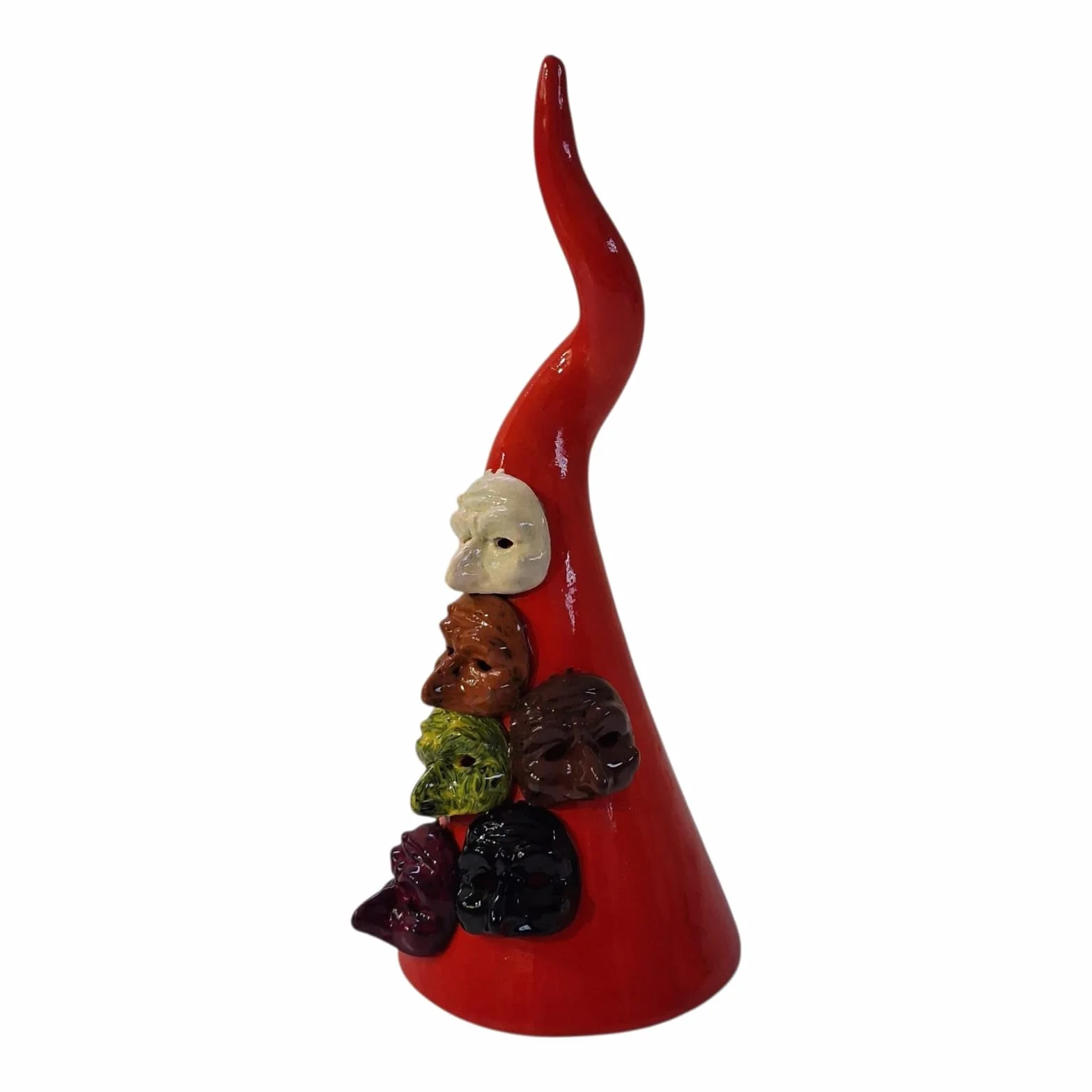 Ceramiczny Cornetto Portafortuna z Maschere Pulcinella Ręcznie Robiony