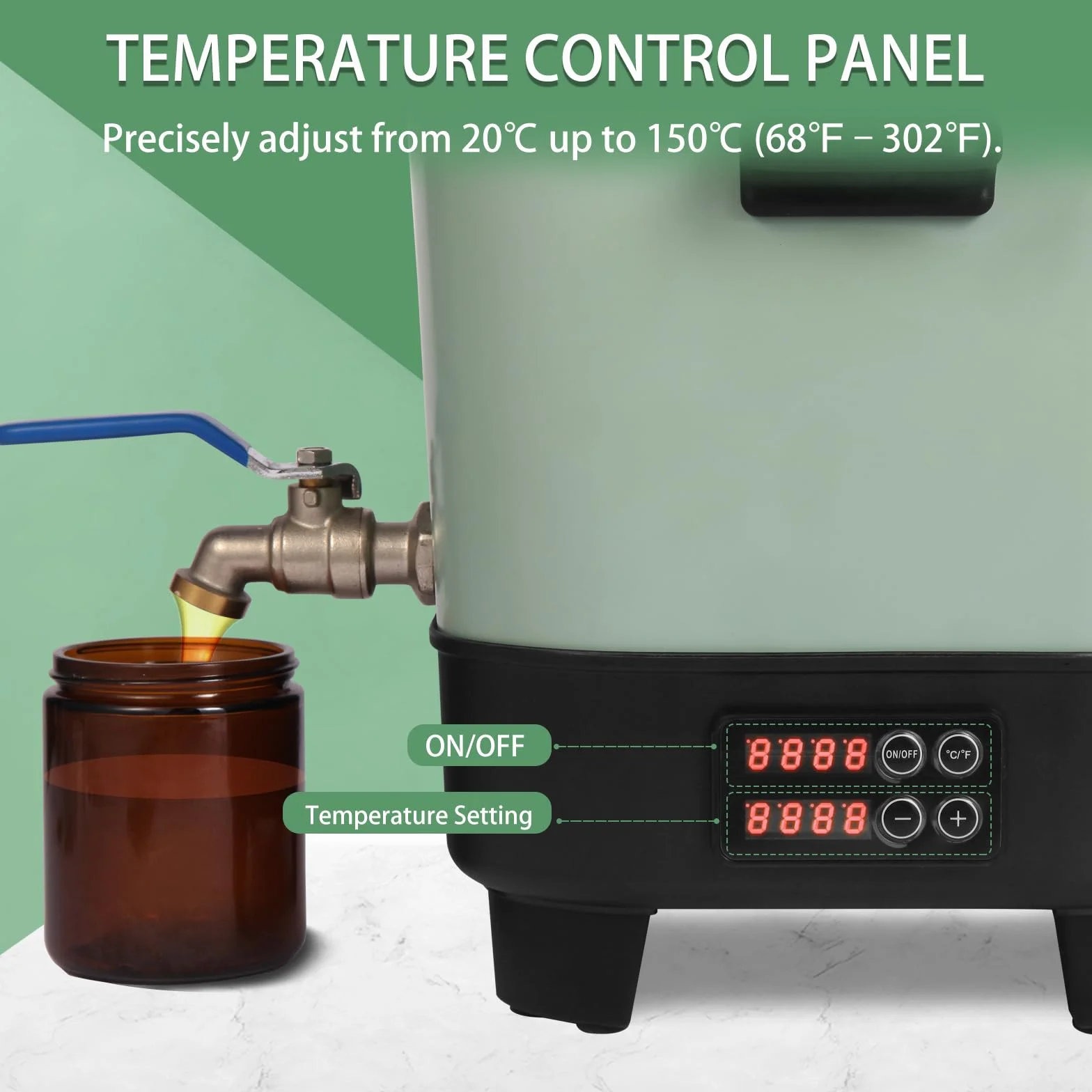 Fonde Cera Elettrico 6,5 L per Candele e Saponi con Pannello di Temperatura Digitale