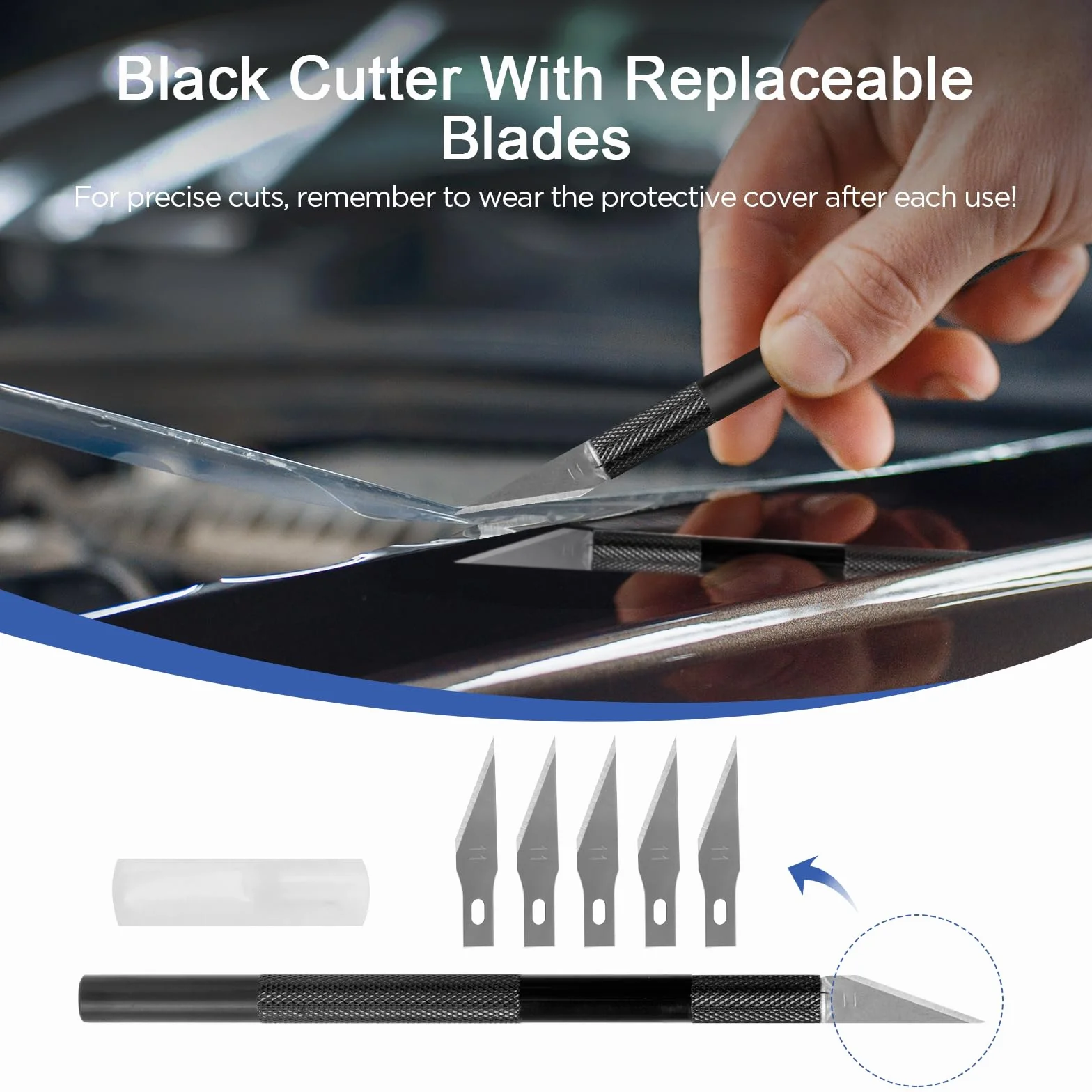 AiQInu Kit 7 Pcs Attrezzi Installazione Pellicole per Vetri Auto con Taglierino e Spatole