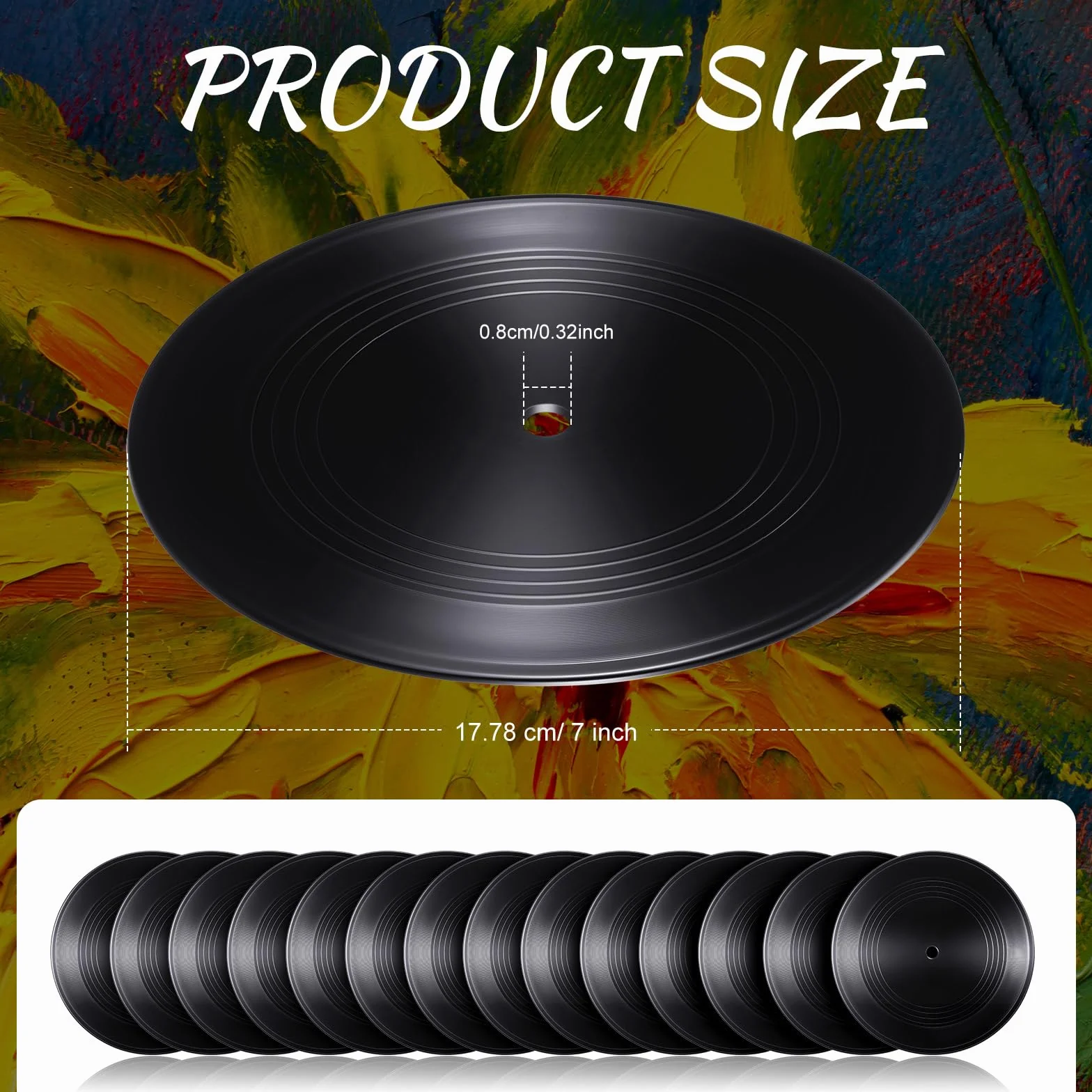 Dischi in vinile vuoti 17,8 cm nero per decorazione parete estetica indipendente