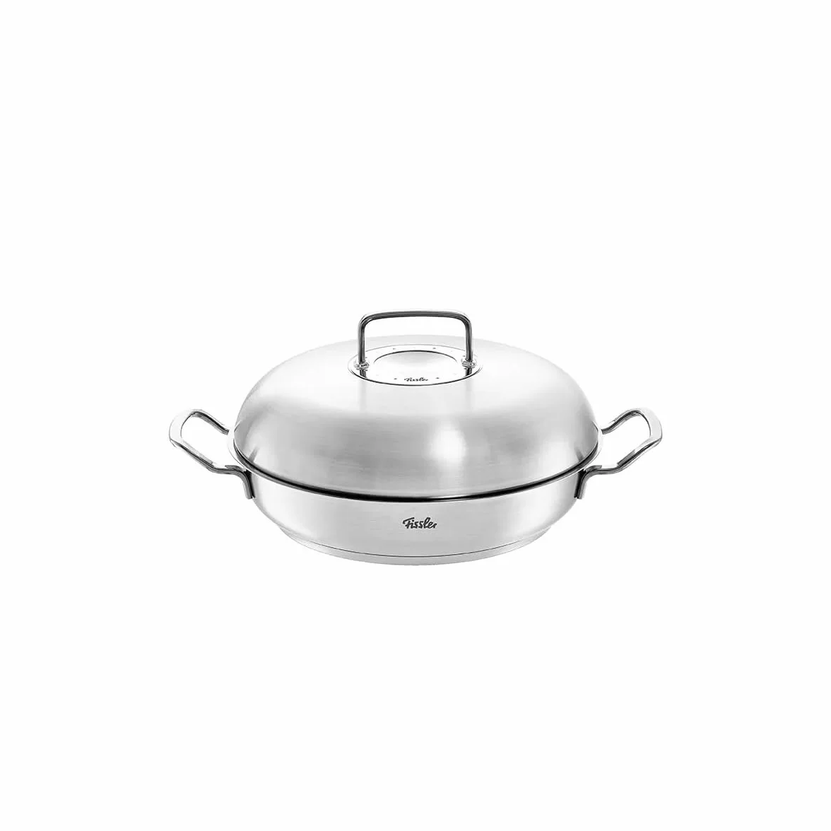 Fissler Original,Profi Collection Padella da portata in acciaio inox 3L, 28 cm, padella tonda con coperchio alto, bordo alto, senza rivestimento, per cottura a induzione