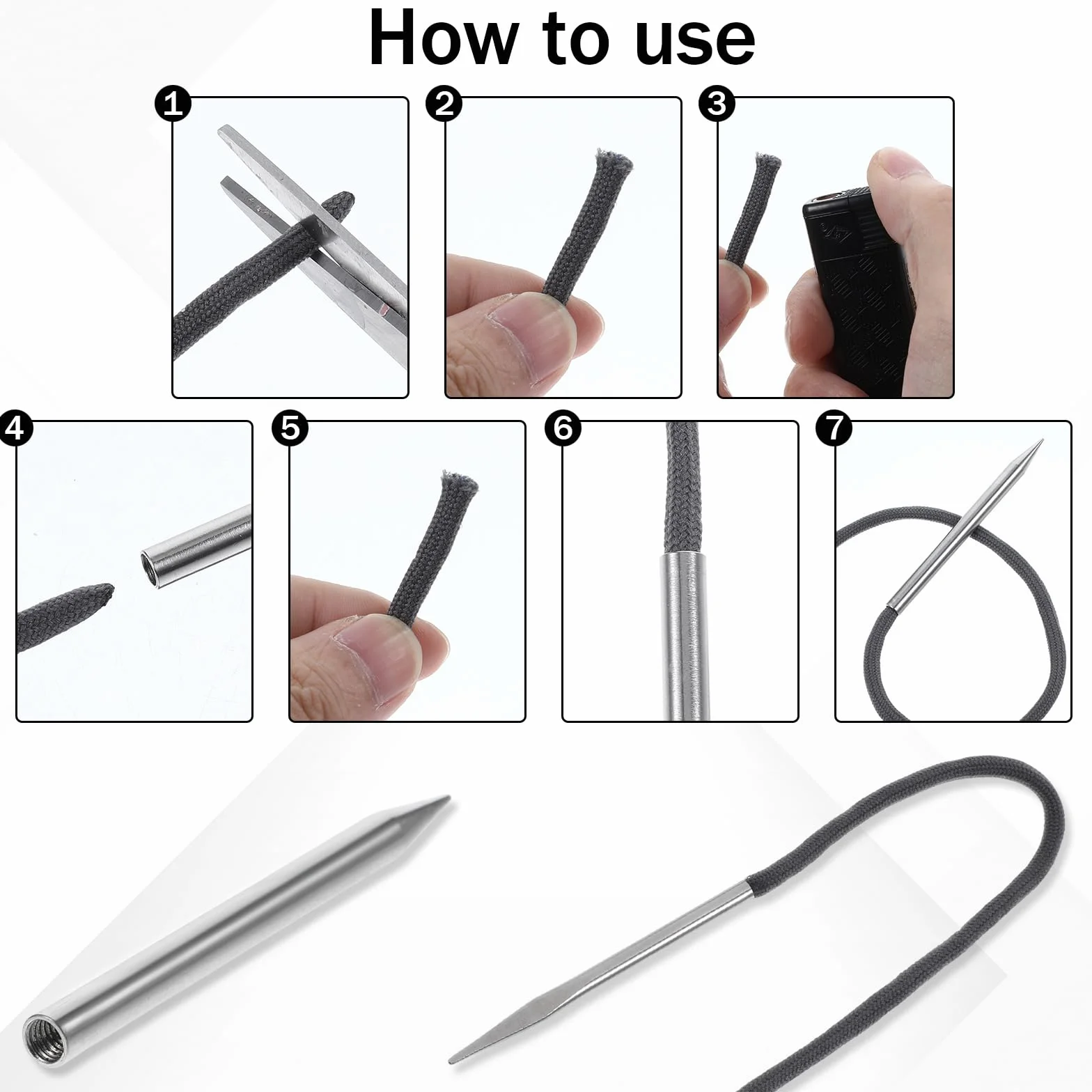 6 Accessori per Paracord, Strumenti per Lavori in Pelle - Maschera, Ago, Allacciatura