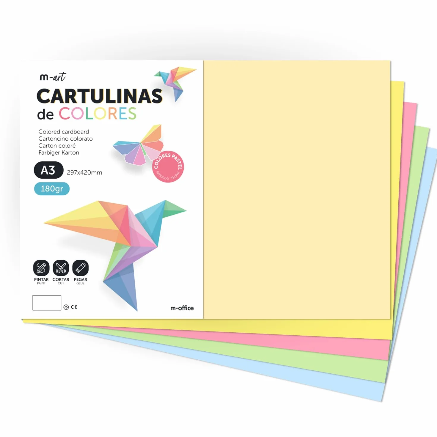 Cartoncino colorato A3 180 g pastello per artigianato e stampa 50 sztuk