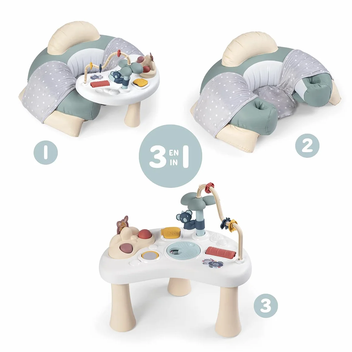 Smoby Little Smoby Poltrona Attività, 7600140103, +6 Mesi, per Iniziare a Stare Seduti Divertendosi, Tavolino Attività