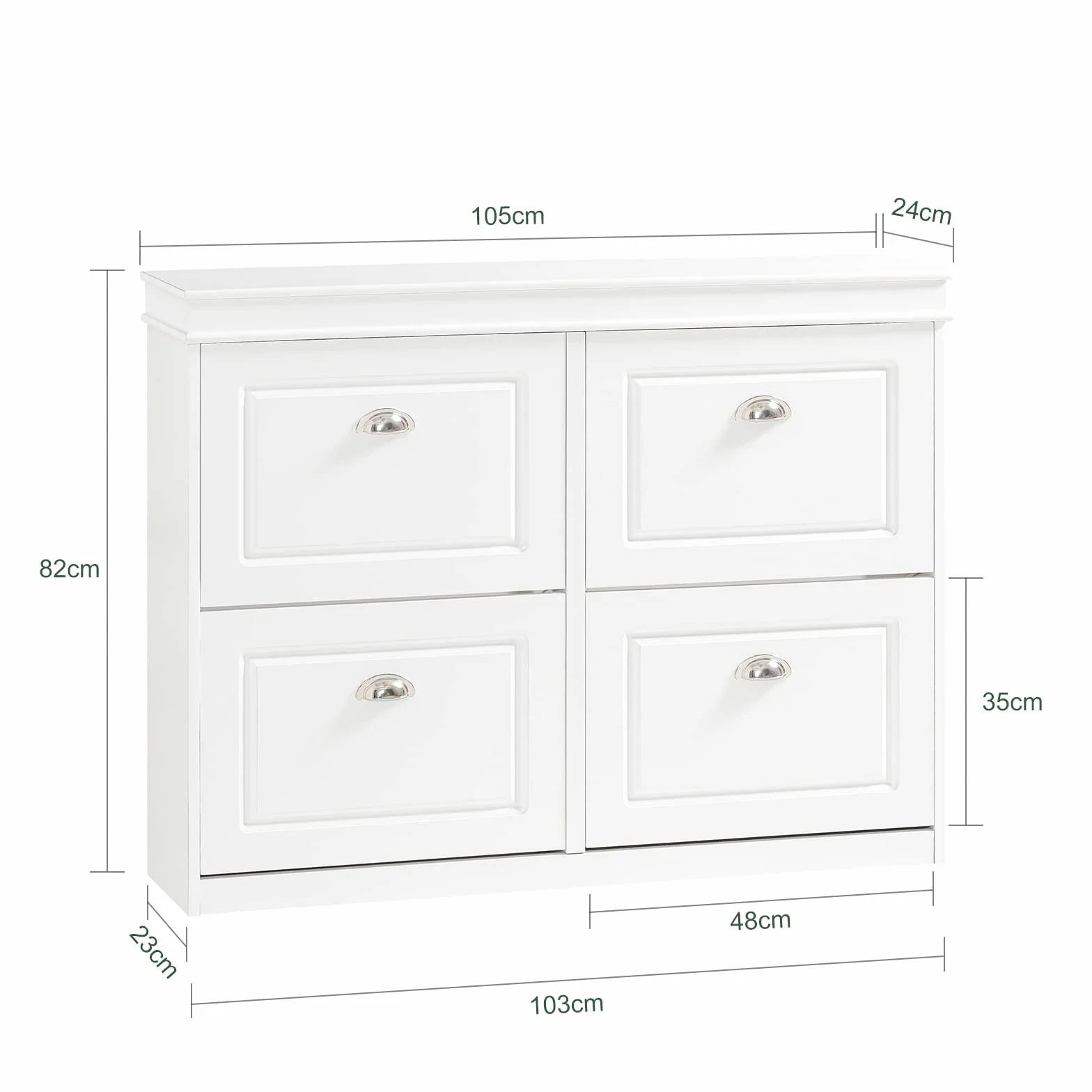 SoBuy Scarpiera Salvaspazio Slim Mobiletto Ingresso 4 Ante Ribalta Armadio Portascarpe Moderna 105x24x83cm Bianca FSR79-W