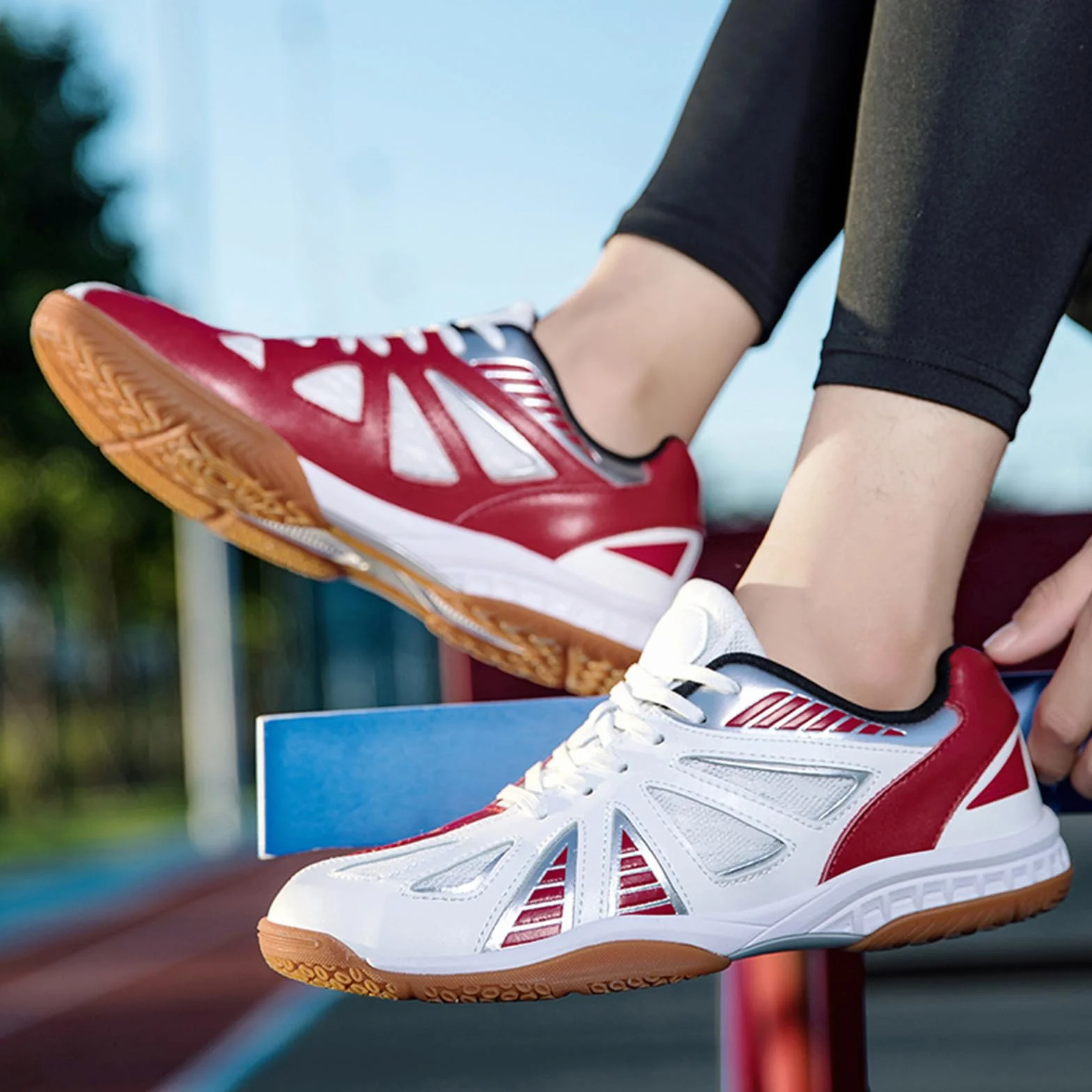 JiuQing Scarpe da Badminton Uomo Donna Leggere Antiscivolo Pallavolo Pickleball Tennis Tavolo Squash