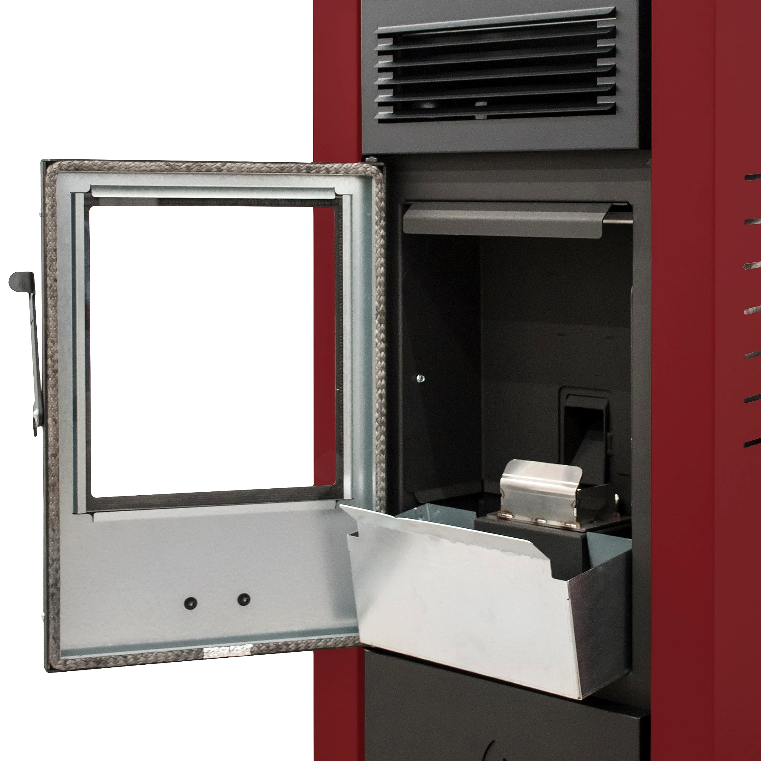 STUFE A PELLET ITALIA Canada 14 KW - Stufa ad Aria Ventilata Efficienza 89% Scalda 130m² Autonomia 15H Programmabile 5 Velocità e Potenze Garanzia 24 Mesi Rosso