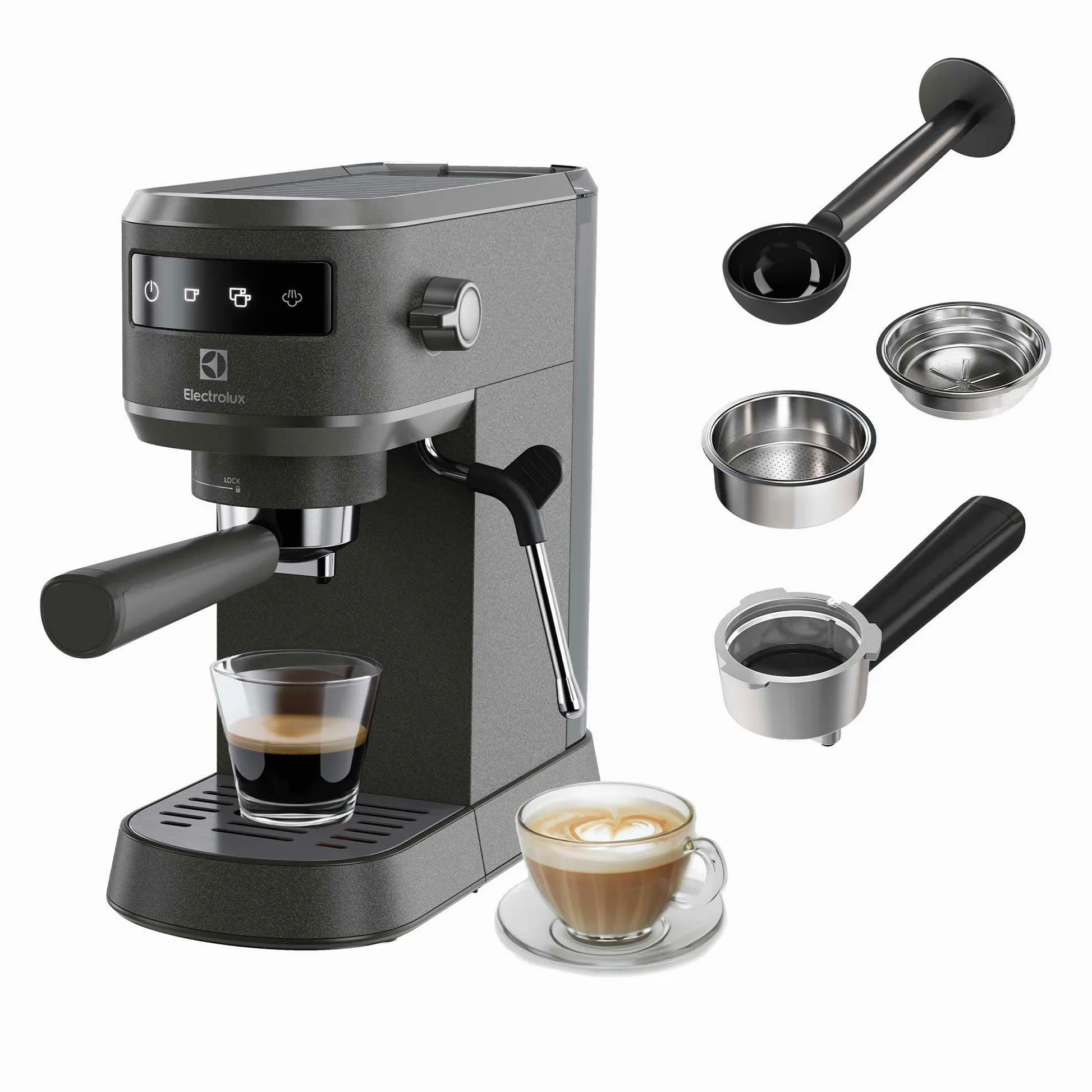 Electrolux Explore 6 Macchina per Caffè Espresso e Cappuccino E6EC1-6BST, 2 tazze, tecnologia ThermoBlock, set filtro 2-1 incluso, Caffè in Polvere e Cialde E.S.E., colore nero