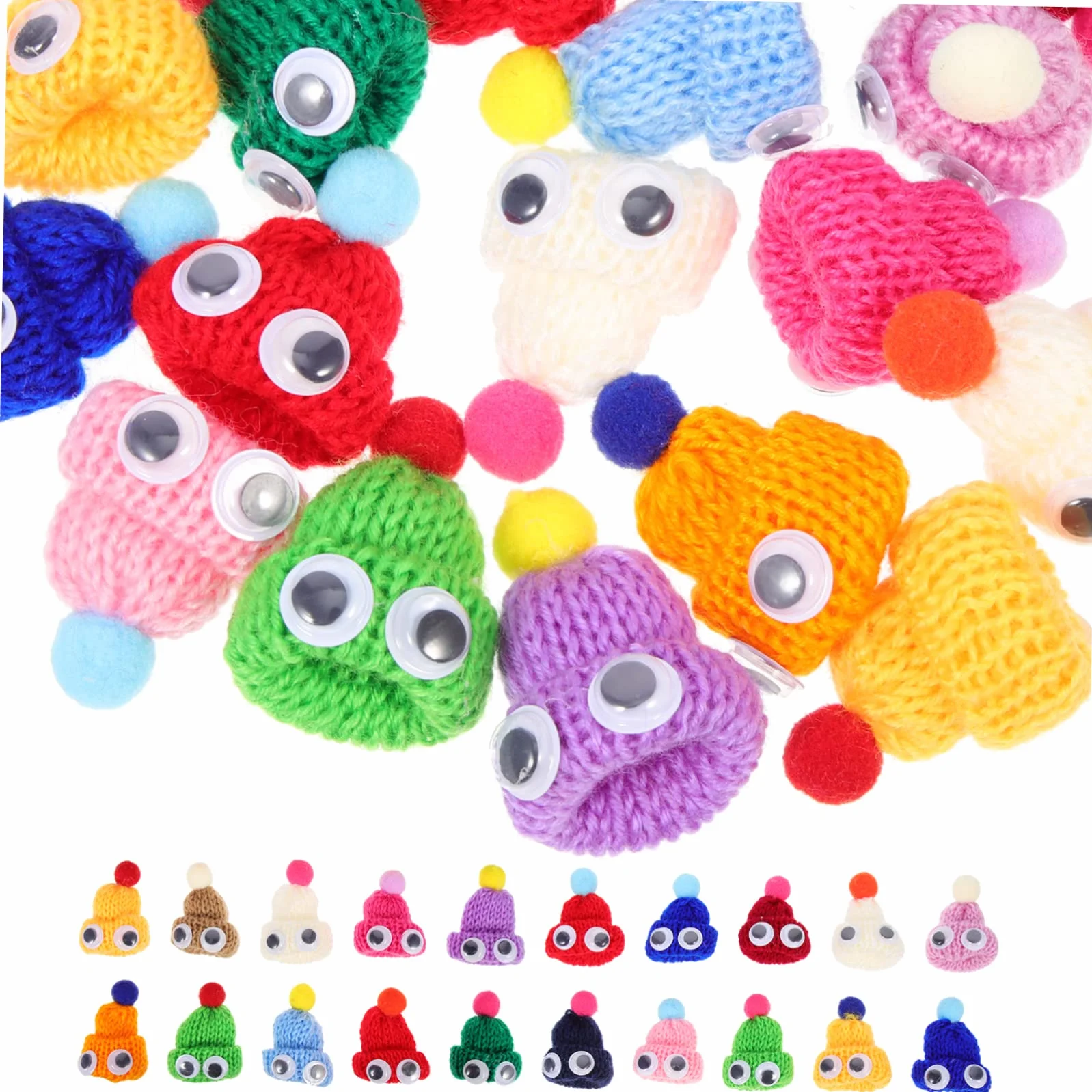 TOYANDONA 20pezzi Mini Cappelli Per Bambole Lavorati Maglia Cappelli Di Lana Miniatura Cappellini Decorativi Per Bambole Per Collezione
