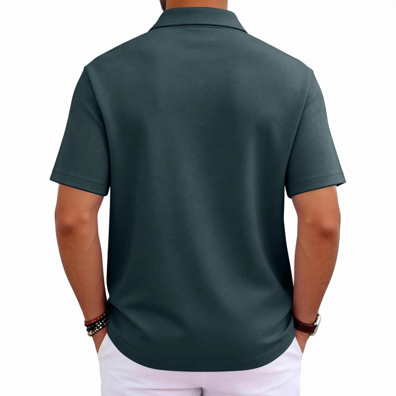 MOKBAY Polo Uomo Manica Corta Traspirante Slim Fit Moda Collo Coreana