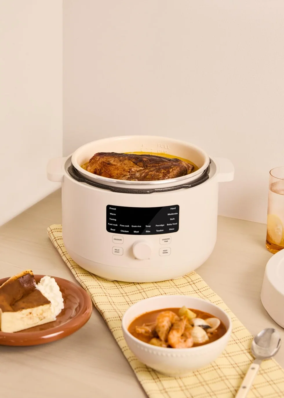 Pentola a pressione elettrica multifunzione programmabile 4L 1200W bianco sporco 15 funzioni timer 24h