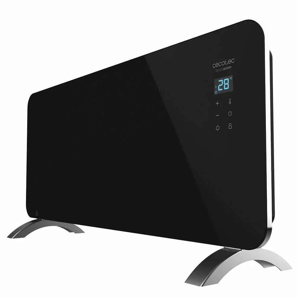Cecotec Radiatore Elettrico Basso Consumo Ready Warm 6770 Crystal Connection. Wifi, 2000 W, Termostato Regolabile, Timer, Supporto a piede, Protezione surriscaldamento, Nero