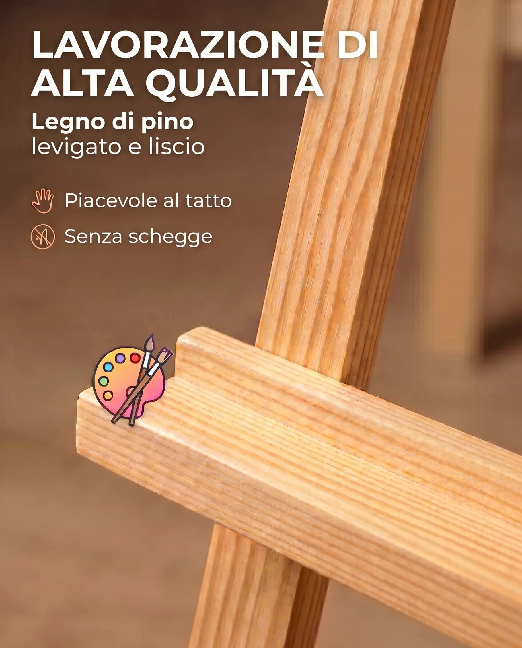 Cavalletto Pittura in Legno di Pino 175 cm Regolabile Altezza e Inclinazione
