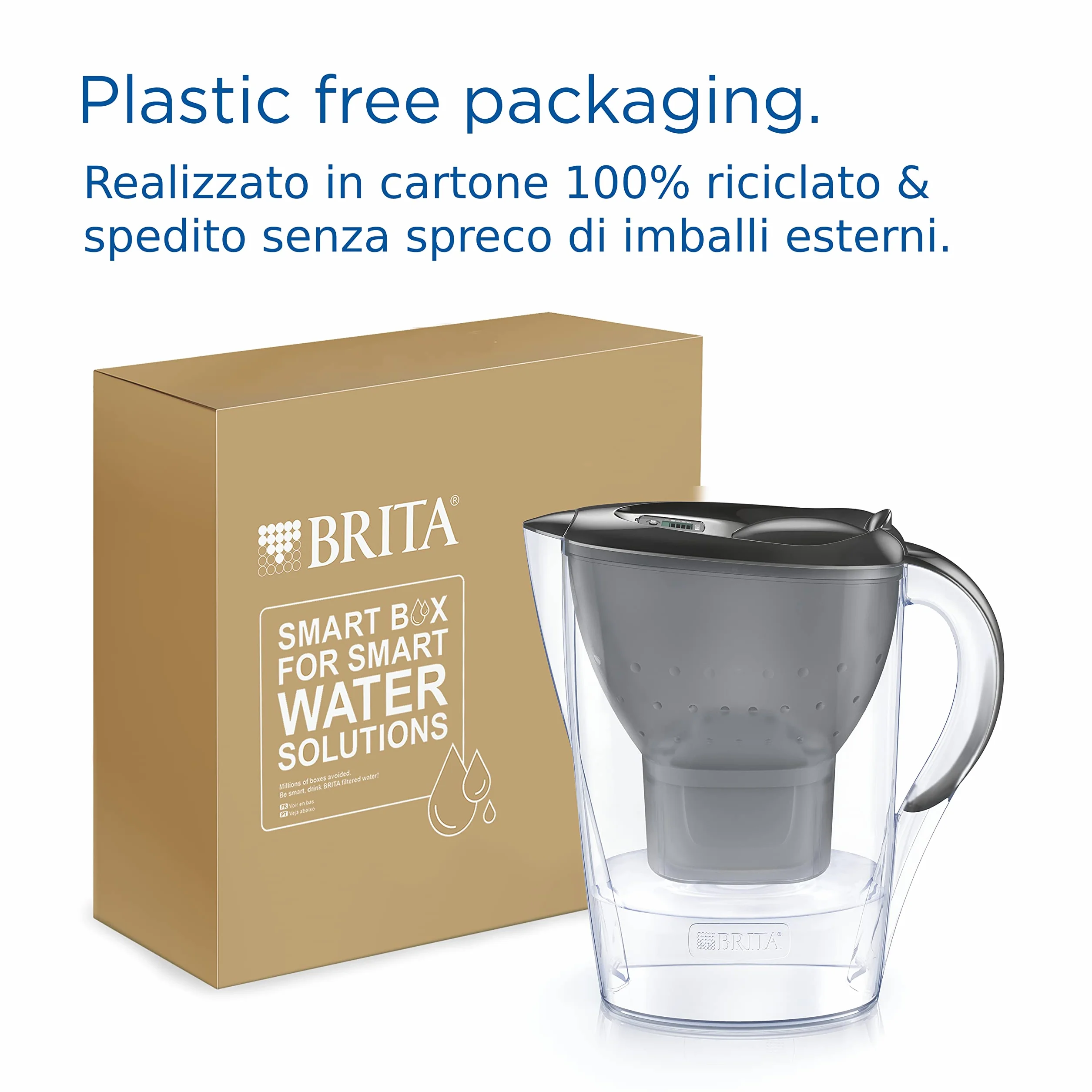 BRITA Marella Grafite Caraffa Filtrante Acqua 2.4L con 6 Filtri MAXTRA PRO All-in-1