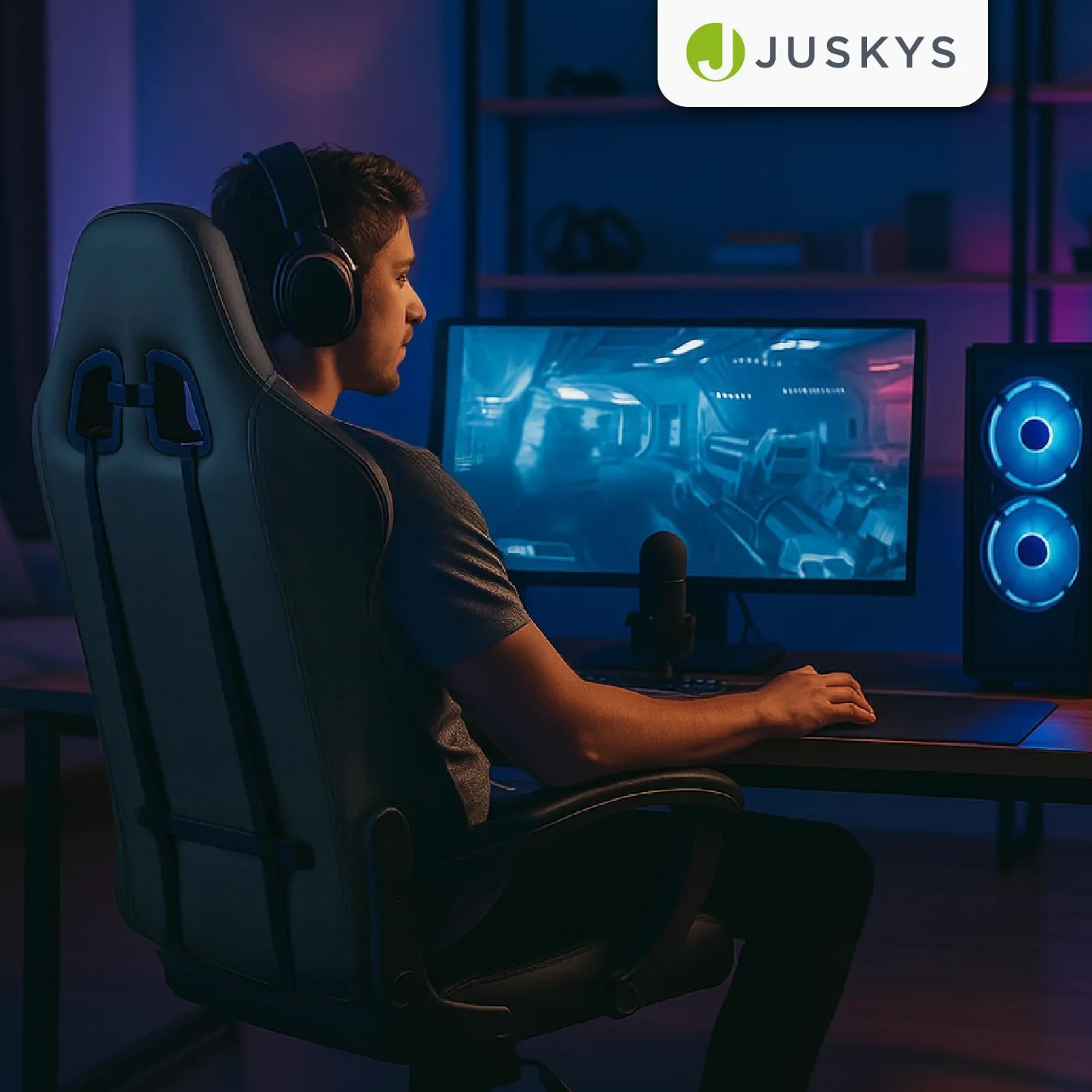 Juskys Sedia da gaming HyperSeat – Regolabile in altezza, schienale reclinabile e braccioli imbottiti, similpelle, ergonomica e resistente – Beige/grigio chiaro