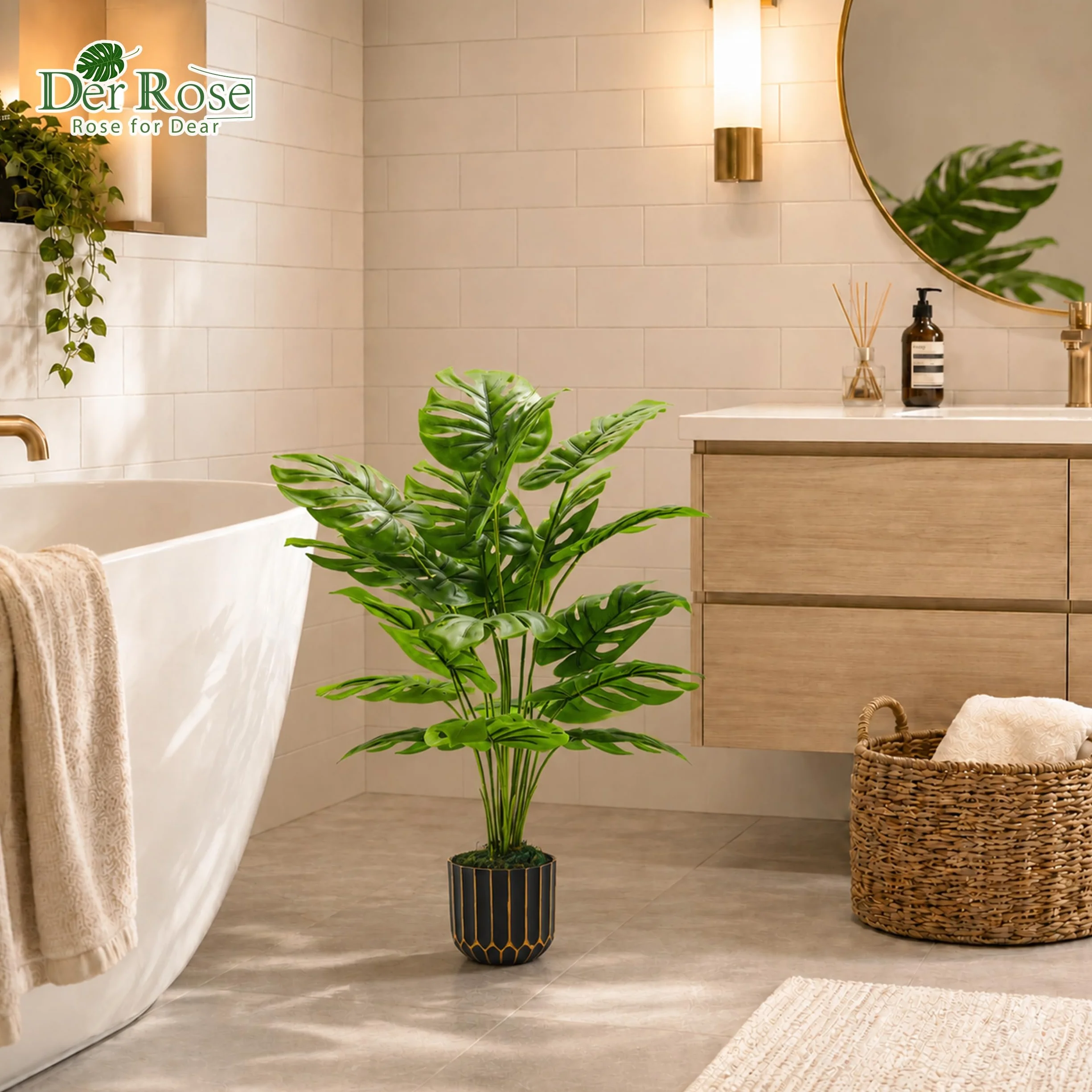 Pianta artificiale Monstera Der Rose 71 cm decorazione casa interni