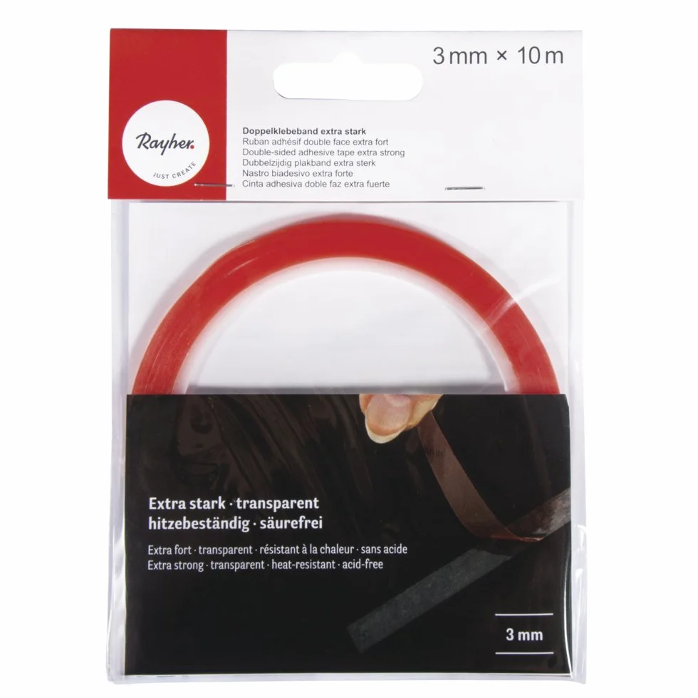 Rayher Nastro Biadesivo Extra Forte 3mm Trasparente SB-Busta 10M