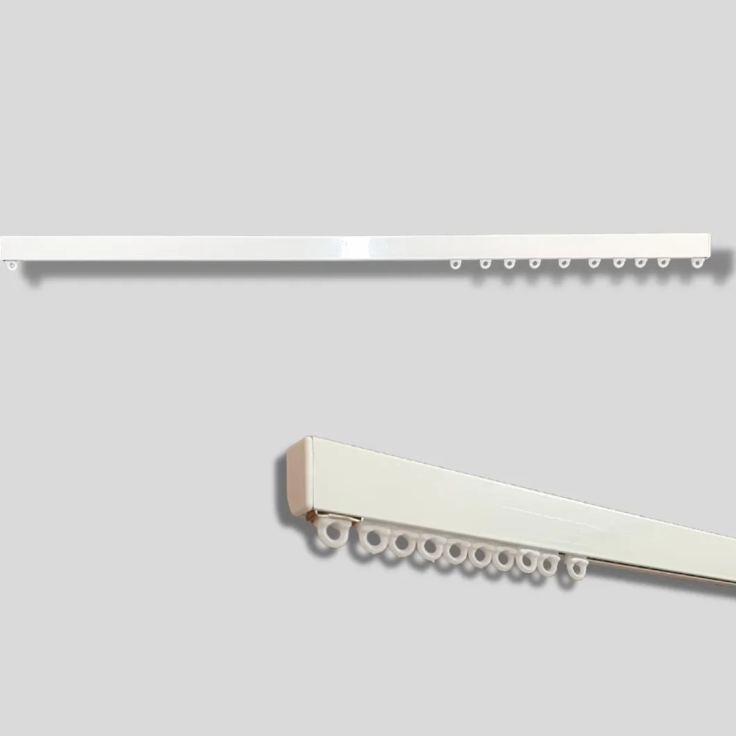 Zineffa Riloga Scorritenda Lineare in Alluminio Bianco Binario per Tende a Soffitto Parete L. 200 CM Movimento MANUALE