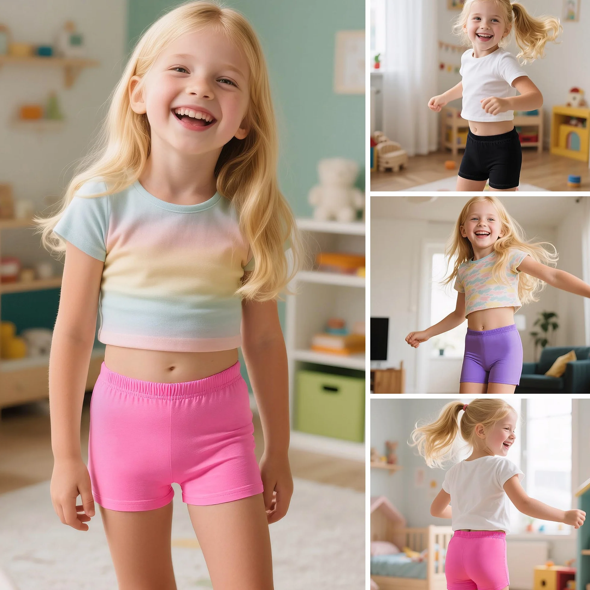 Pantaloncini Leggings Ragazze Pacco da 3 Cotone Estivi Sport Elasticizzati Danza Bambina 5-16 Anni