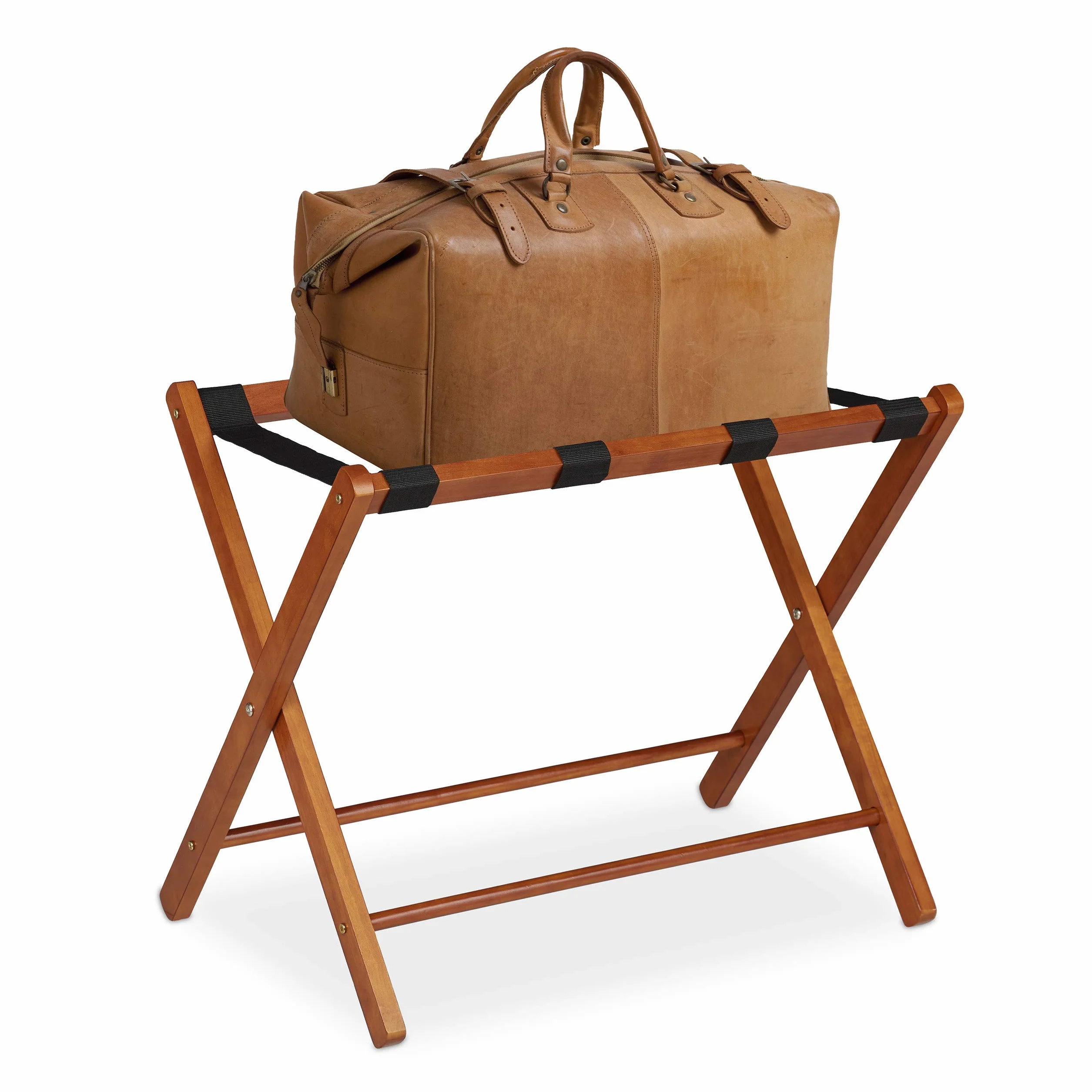 Relaxdays Portavaligie Pieghevole Legno HLP 54,5 x 66 x 44 cm Naturale