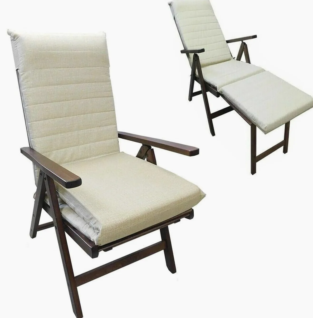 Marvin Poltrona Realx Sedia Reclinabile con Poggiapiedi Tessuto Cuscino Sfoderabile Imbottita in Legno di Faggio Prolunga (Beige)