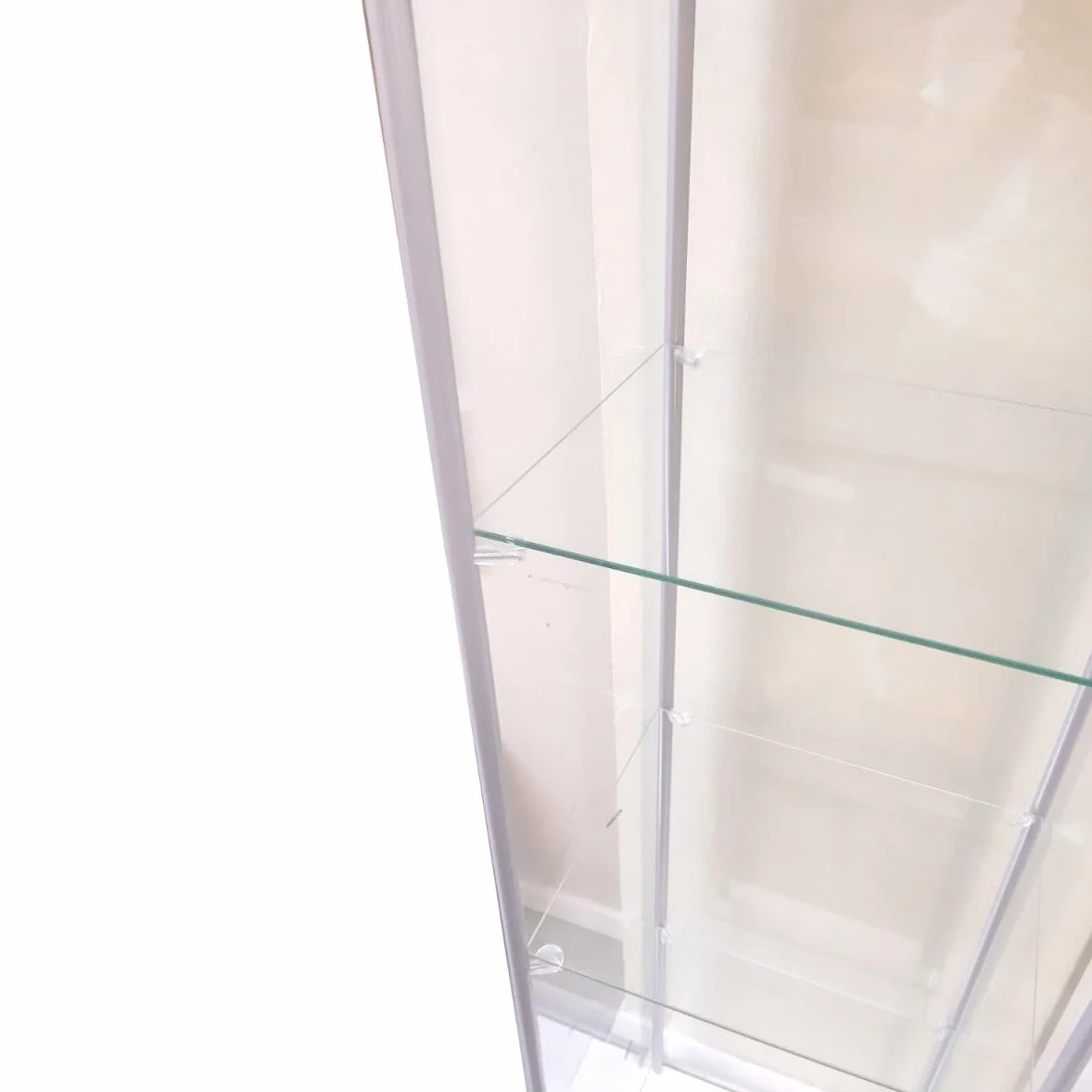 Bissolo Casa Vetrina Espositiva 1 Anta in Vetro Temperato Bianca 42,5x36,5x161 cm, Vetrinetta Soggiorno con 3 Ripiani in Vetro, Mobile Espositore per Collezionismo, Casa e Ufficio