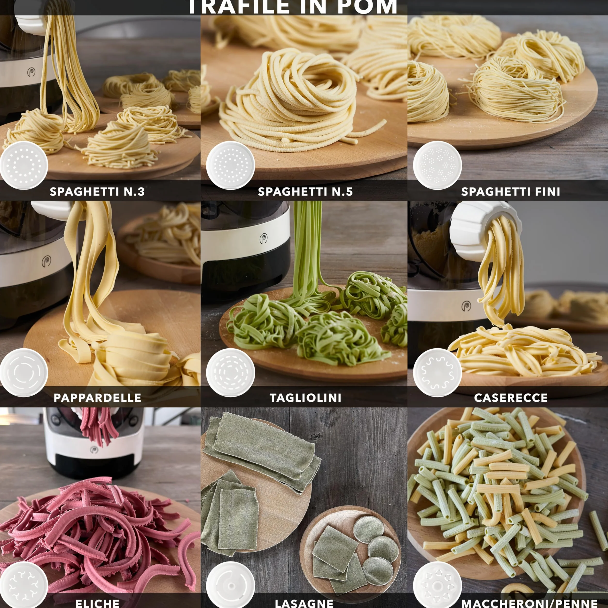 CLASSE ITALY PASTAIO Macchina per la Pasta con 11 trafile, bilancia integrata, 800g per ciclo, 15 tipi di pasta, 5 anni garanzia