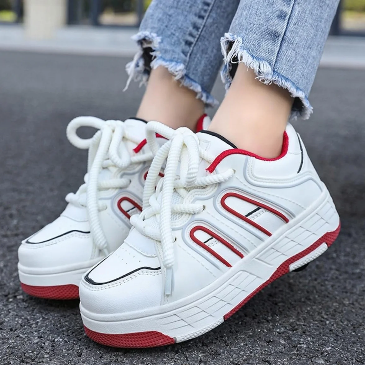 Scarpe con Rotelle 2 in 1 per Bambina e Bambino, Sneakers da Skate con 4 Ruote Rimovibili