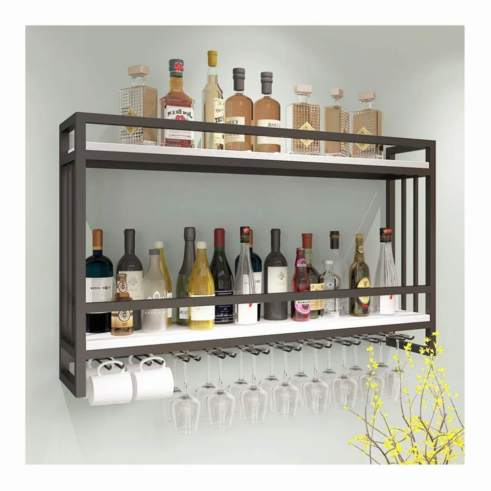Portabottiglie da Parete, supporto di vetro di vino，Portabottiglie a Parete Scaffale Portabottiglie Soffitto può contenere bottiglie di champagne e vino