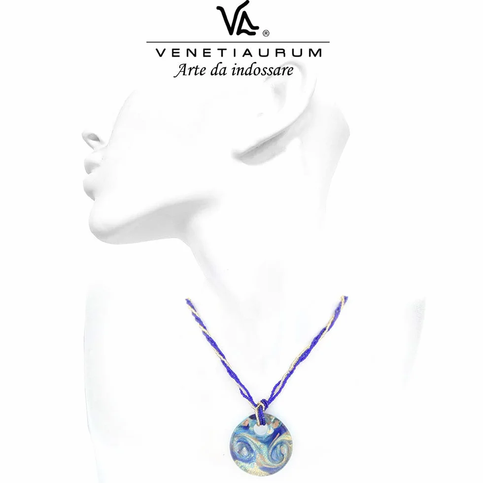 Collana Donna Medaglia Vetro Murano Argento 925 Gioiello Made in Italy