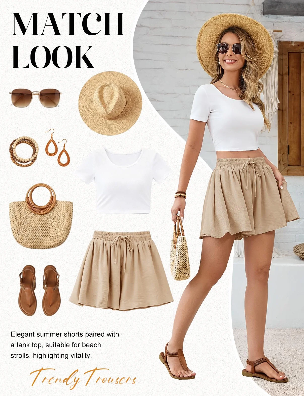 HEEKPEK Pantaloncini Donna Estivi Casual Gamba Larga Shorts Coulisse Vita Alta Pantaloni Corti da Spiaggia Fluidi Larghi Comodi con Tasche