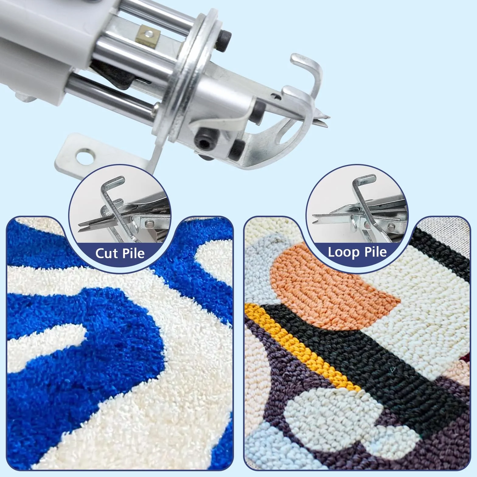 Pistola per tufting per tappeti con kit di tagliapaveti, kit di base con trimmer per tappeti, set di pistola per tufting per tappeti, pistola per tappeti 2 in 1 Cut & Loop Pile e tagliacapelli,