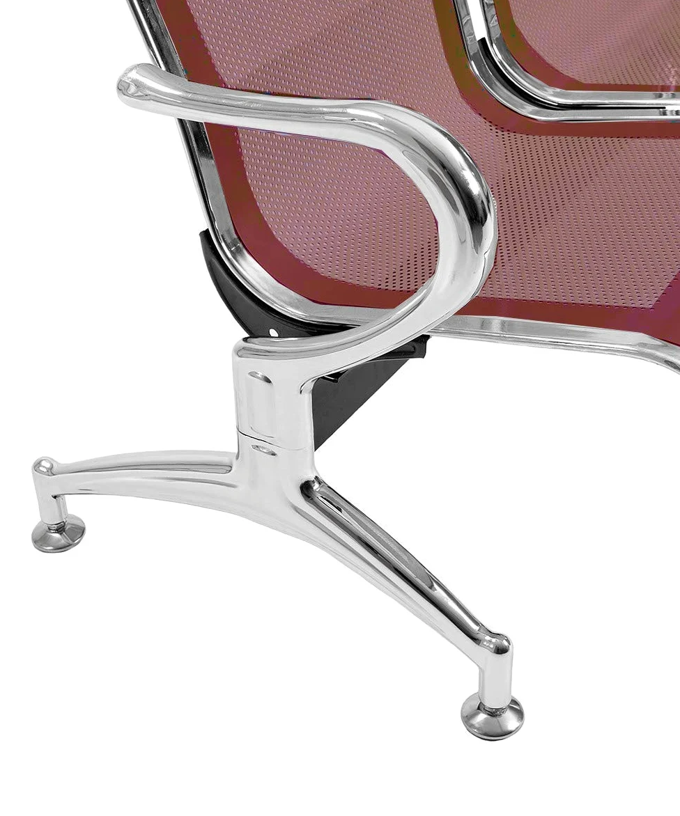 Notek Srl Panca per Sala d’Attesa Colore Rosso, sedute Ufficio, panche in Acciaio per Studio Professionale e Sala d'aspetto (4_posti)