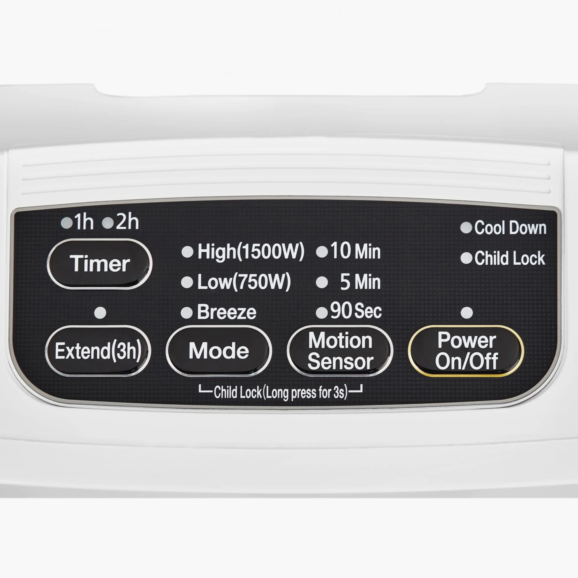 Iris Ohyama, Riscaldatore compatto/Radiatore mobile in ceramica, Portata 90cm, 1500W, Rilevatore di movimento per il risparmio, Timer, Bagno, soggiorno - Ceramic Fan Heater JCH-15TD4 - Bianco