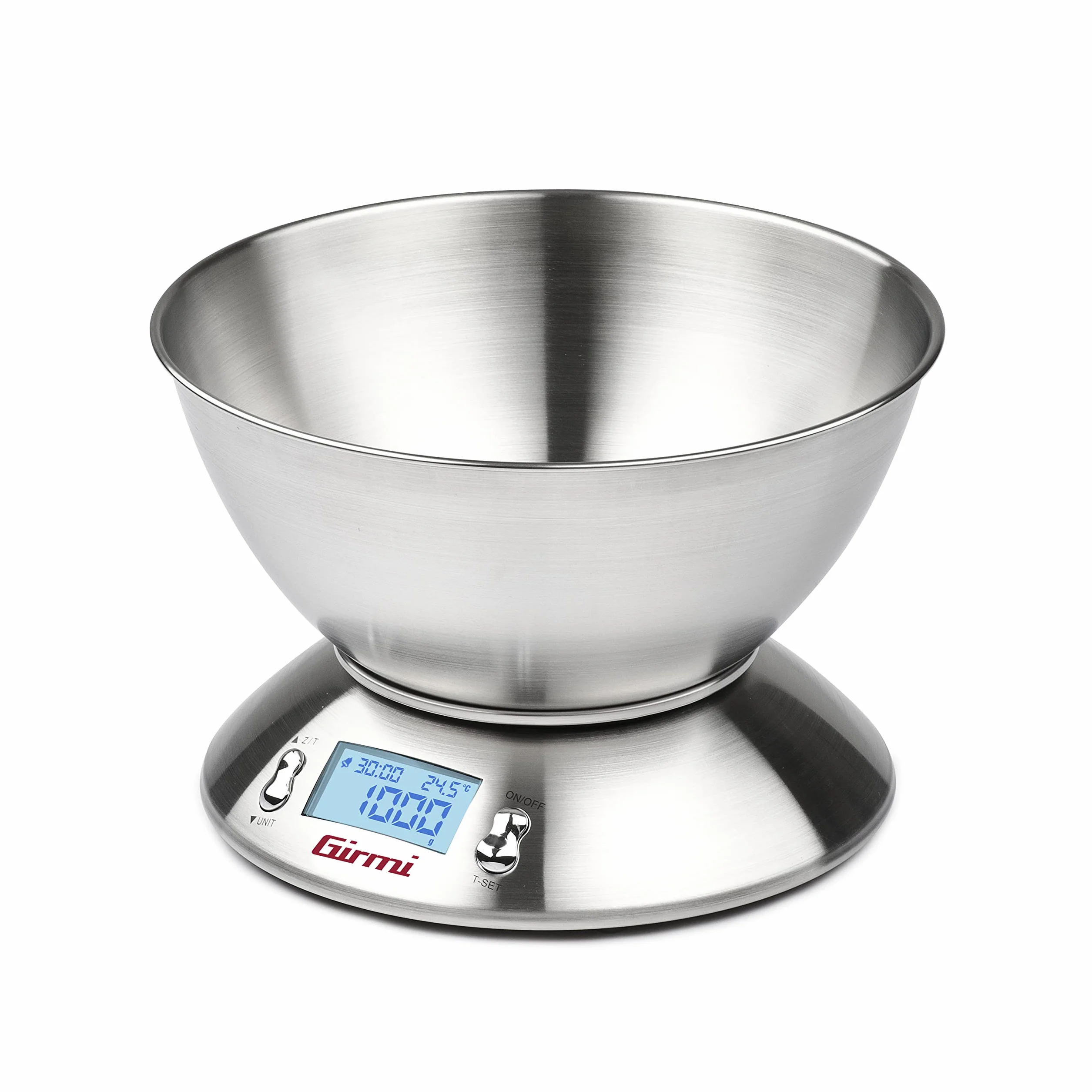 Girmi PS85 Bilancia Elettronica da Cucina 5 kg 1 g Inox Timer TARA