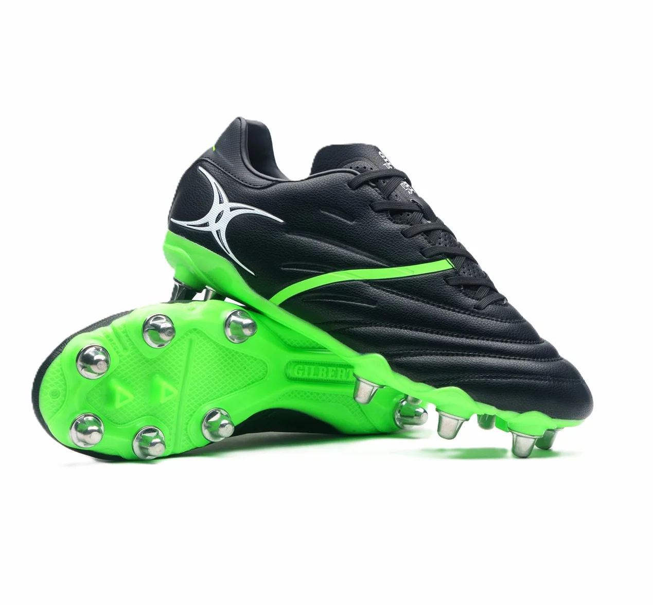 Gilbert Scarpe da rugby X20 Power 8 Stud – nero e verde