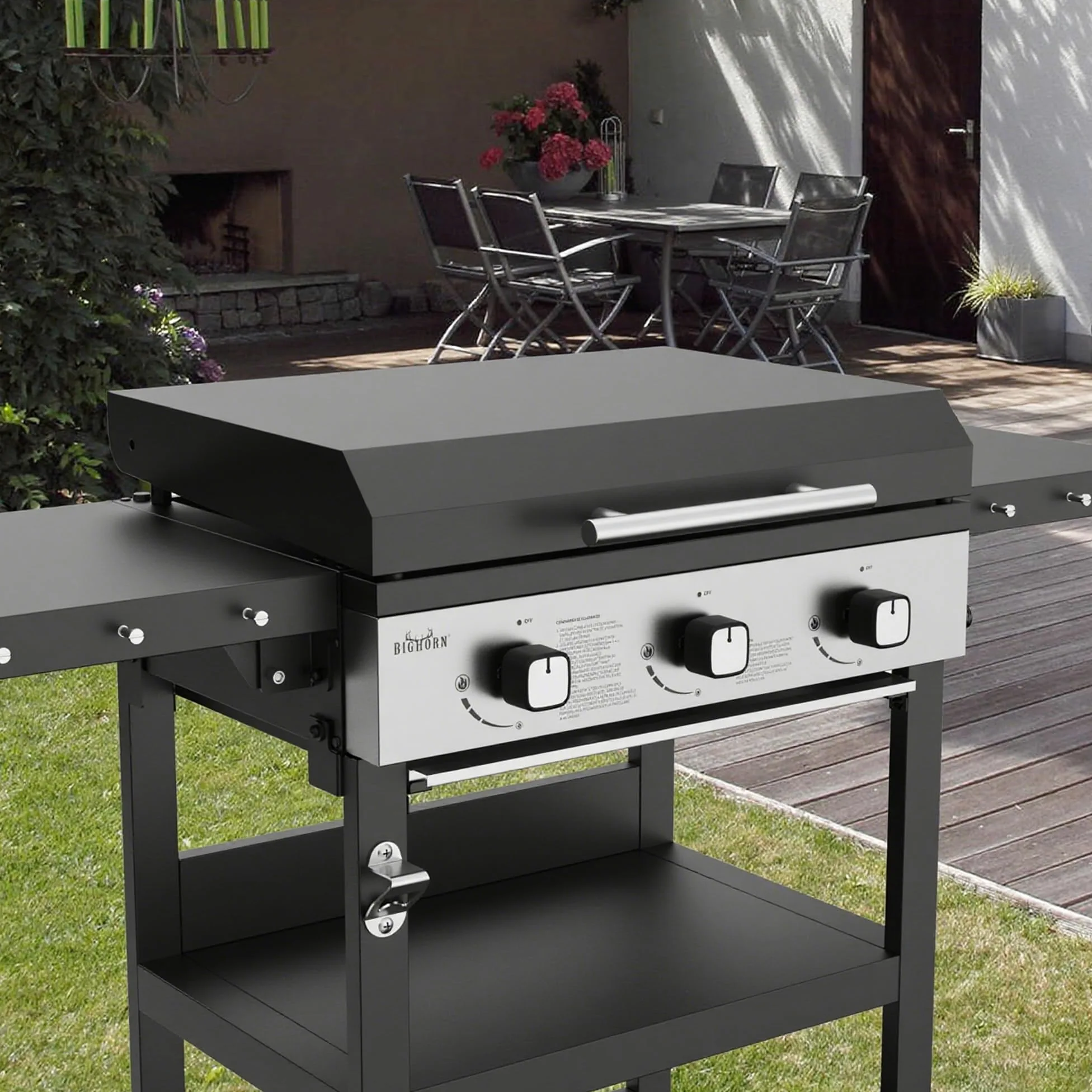 BIG HORN Piastra a gas con 3 bruciatori con carrello e coperchio; 7.2 kW