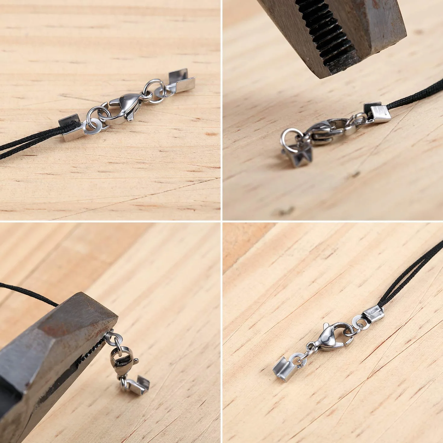20 fermagli in acciaio inox, catena in pelle, chiusura a moschettone, chiusura per catene, cinturino in pelle, gioielli fai da te