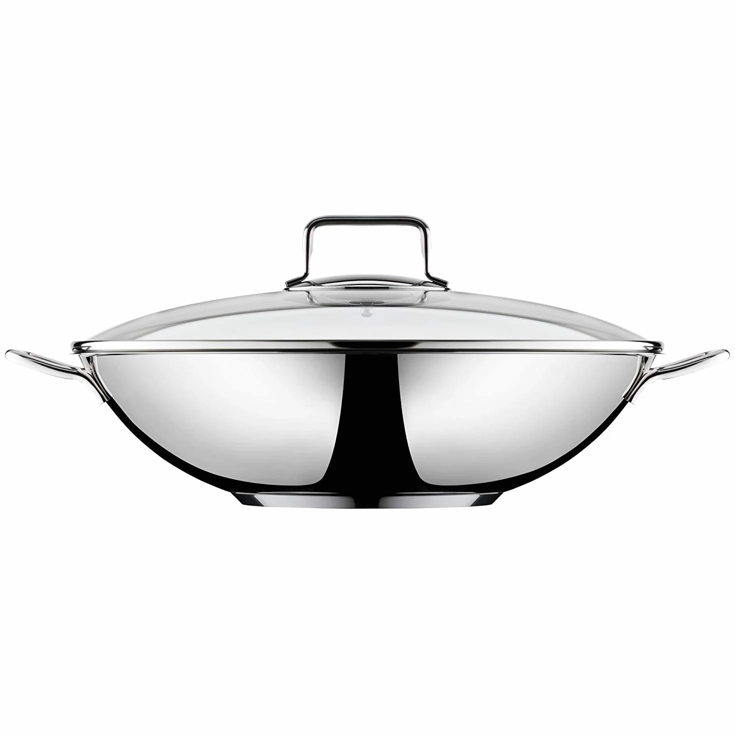 Wmf Macao - Set Wok A Induzione, 2 Pezzi, Padella Wok 36 Cm, Con Coperchio In Vetro, Acciaio Inox Cromargan Lucido Non Rivestito, 40 x 39.5 x 14 cm