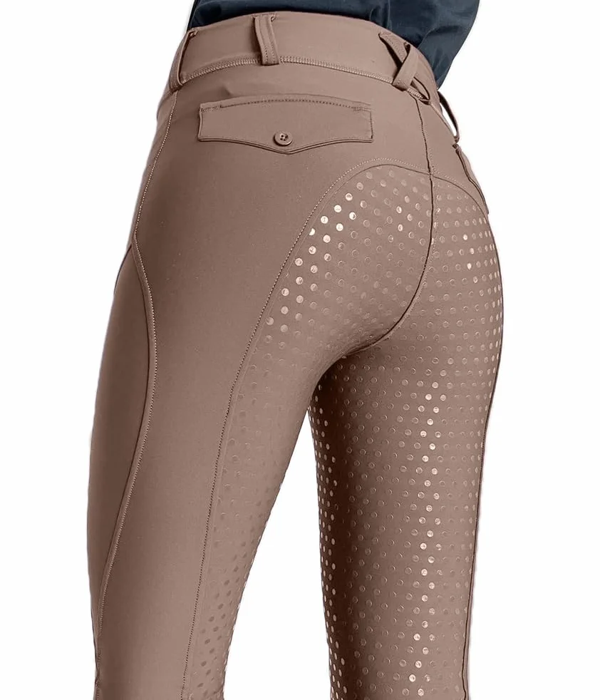 Pantaloni Equitazione Donna con Inserti Silicone Leggings Sportive Vita Alta Collant Elastica Tasca Passanti Cintura